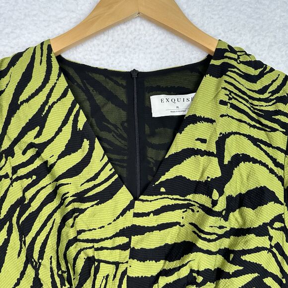 Anthropologie Exquise Wrap Blouse XL Green Black Tiger Print‎ NWT $190 - Picture 3 of 16